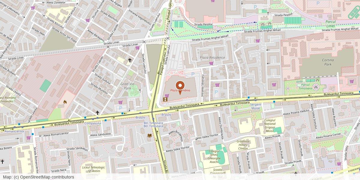 Map showing Plaza Romania Offices, Timișoara Blvd. no. 26, Sector 6, Bucharest